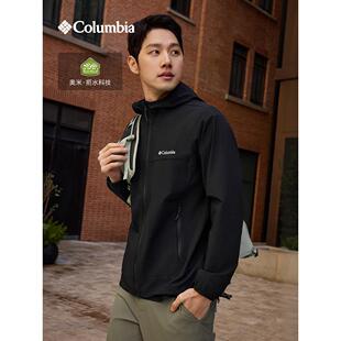 25春夏Columbia哥伦比亚软壳外套男户外拒水软壳衣连帽外套WE1602