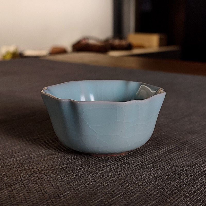 柏采汝窑老豆青大菩提杯印章款