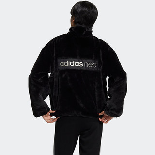 Adidas阿迪达斯外套女Neo冬新款运动立领休闲毛绒保暖夹克HG1612