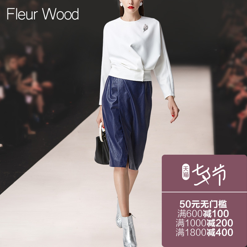 FLEUR WOOD2017ÇﶬпîÅ®×°Å·ÖÞÕ¾ÐÞÉíÉÏÒ¿ª²æÖг¤Æ¤È¹Á½¼þÌ××°