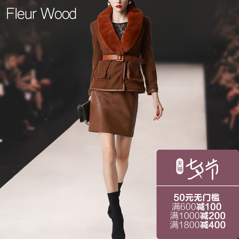 FLEUR WOODÇﶬ2017пîŮװʱÉдóëÁìÍâÌׯ¤¶ÌȹÁ½¼þÌ×ʱ÷ÖÌ××°
