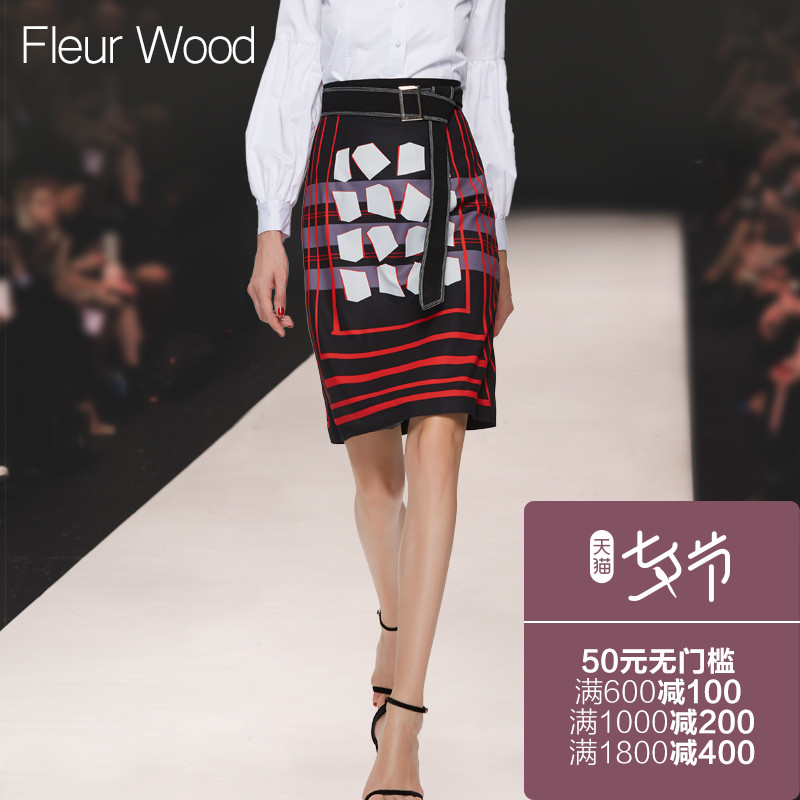FLEUR WOOD2017Ç^пîÅ®×°OLÓÅÑÅײɫ¸öÐÔÓ¡»¨¿ª²æÖÐȹ°ëÉíȹ