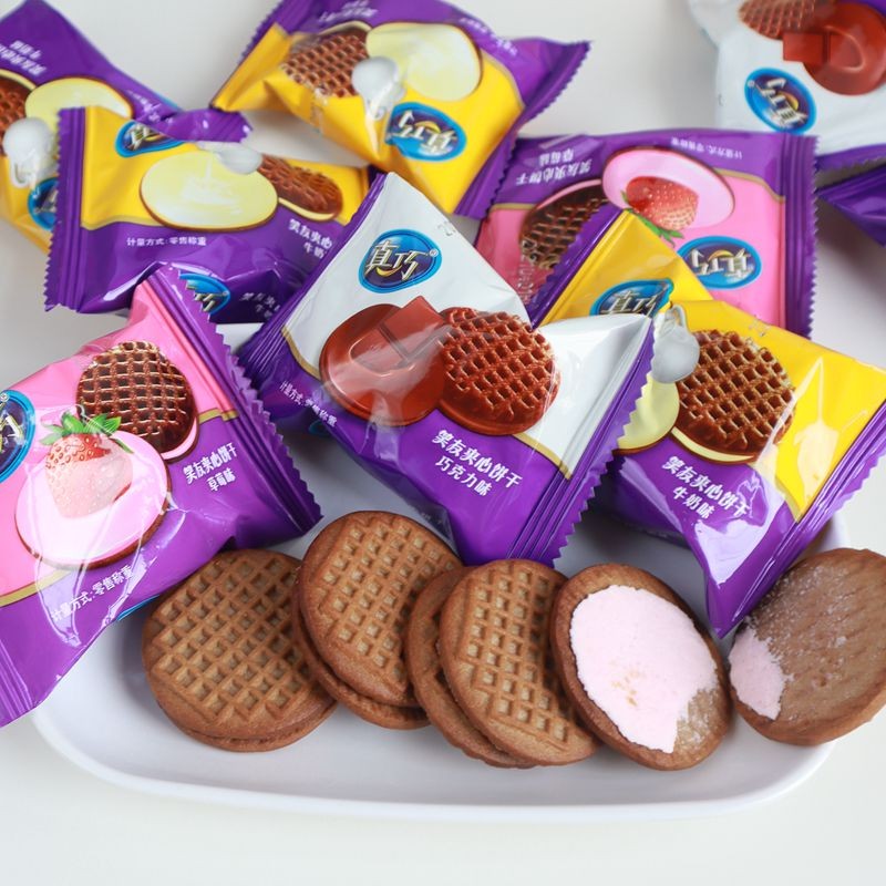 真巧笑友巧克力味夹心饼干散装