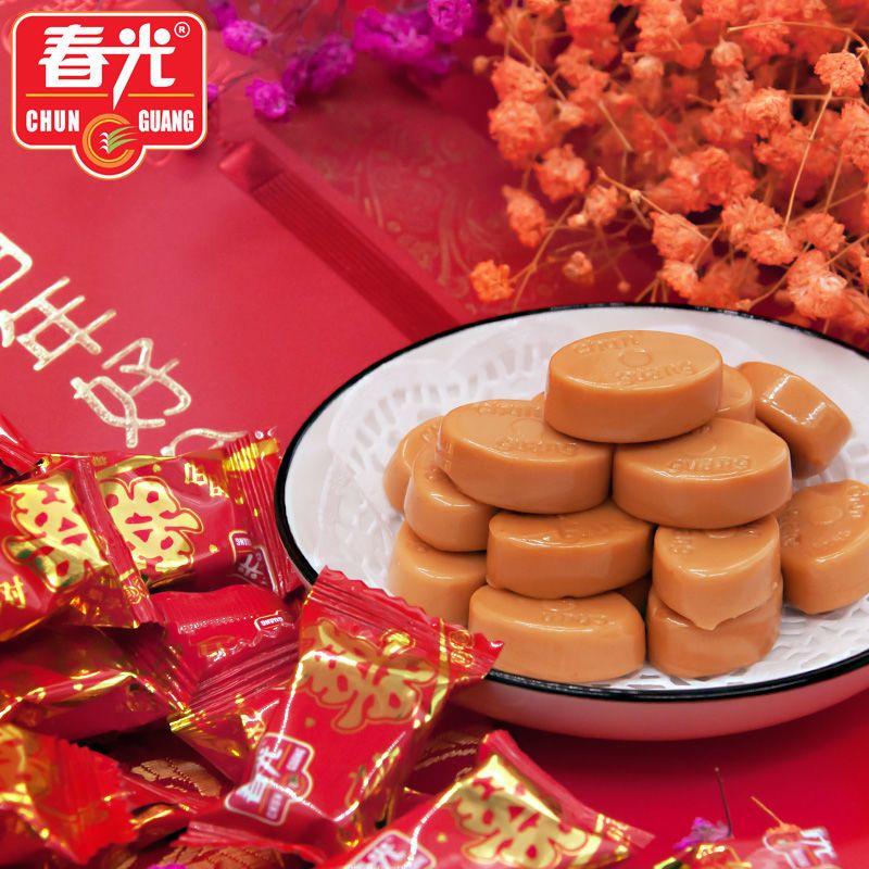 春光喜糖椰子糖500g乔迁满月婚庆硬糖上班解馋休闲零食小吃糖果