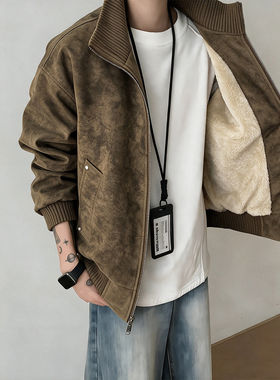 美式扎染飞行夹克棉服男款秋冬