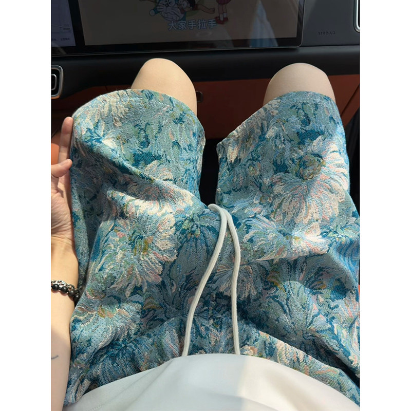 彩绘油画菊花扎染短裤男夏季图片