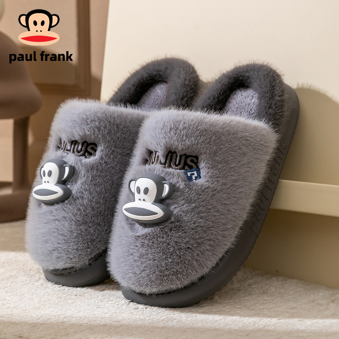 大嘴猴冬季毛绒卡通可爱男女棉拖