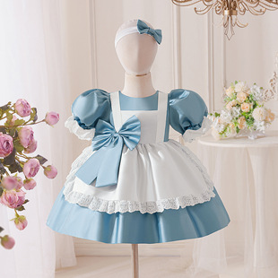 爱丽丝梦游仙境公主裙女童洛丽塔Alice假两件女仆装生日花童礼服