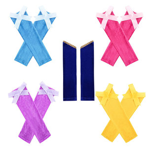 艾莎公主裙丝绒袖 白雪贝儿睡美人糖果色手套配饰 套蝴蝶结洋气套袖