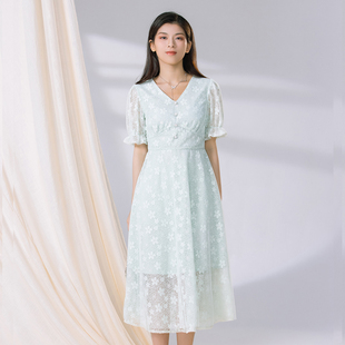 阿依莲a.yilian 优雅蕾丝连衣裙