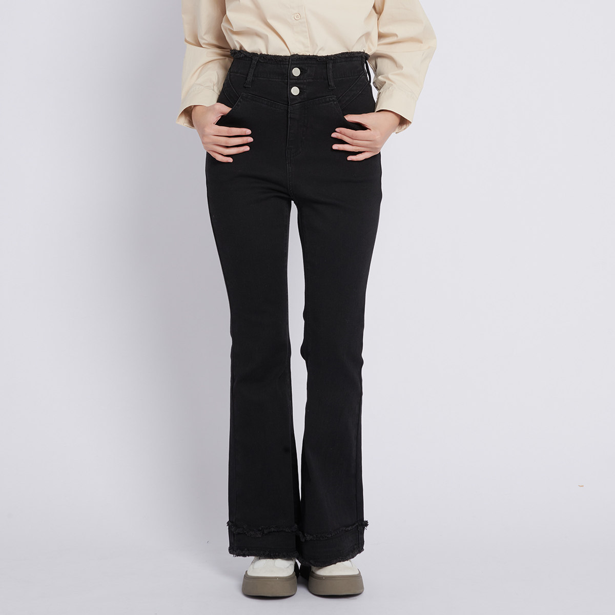 阿依莲a.yilian 毛边高腰牛仔裤,女装/女士精品,牛仔裤,淘宝优惠券,粉丝福利购,淘宝优惠卷