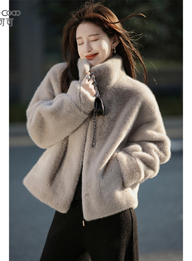 KELE COCO 立领米兰欧貂绒皮草大衣