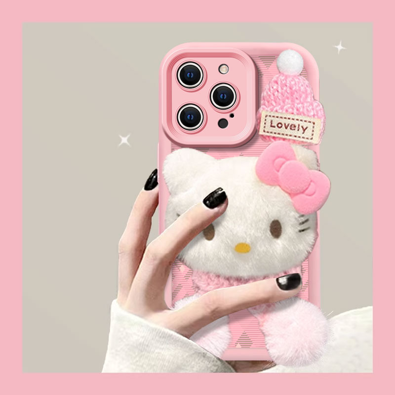 苹果系列少女心毛绒公仔手机壳