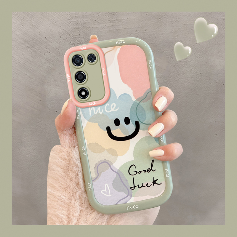 适用于 于realme真我Q3s新款手机壳时尚简约晕染笑脸RMX3461镜头全包防摔保护套创意矽胶软壳