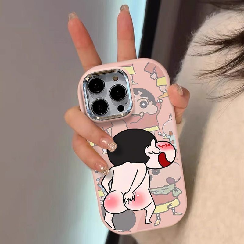 适用蜡笔小新苹果16E手机壳iPhone15promax专用14plus外13mini爆款12硅胶11可爱8新款女7防摔xsmax保护套6s