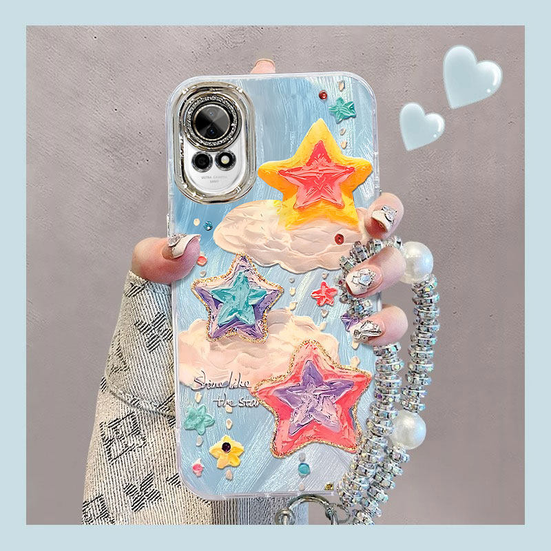 适用油画海星华为nova13pro手机保护壳12Ultra新款11se电镀10创意9羽纱8矽胶7夏日6自带5挂绳保护套女防摔活