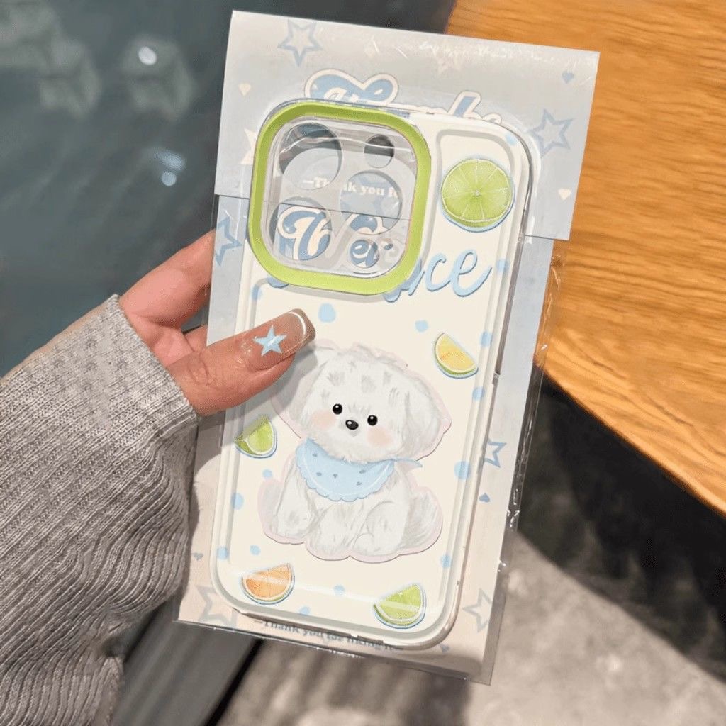 适用苹果系列柠檬小狗手机壳