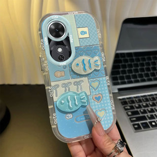 适用格纹小鱼荣耀畅玩60plus手机壳50羽纱40泡芙30可爱20pro女honor保护套观后感ins风防摔新品全包爆款专用