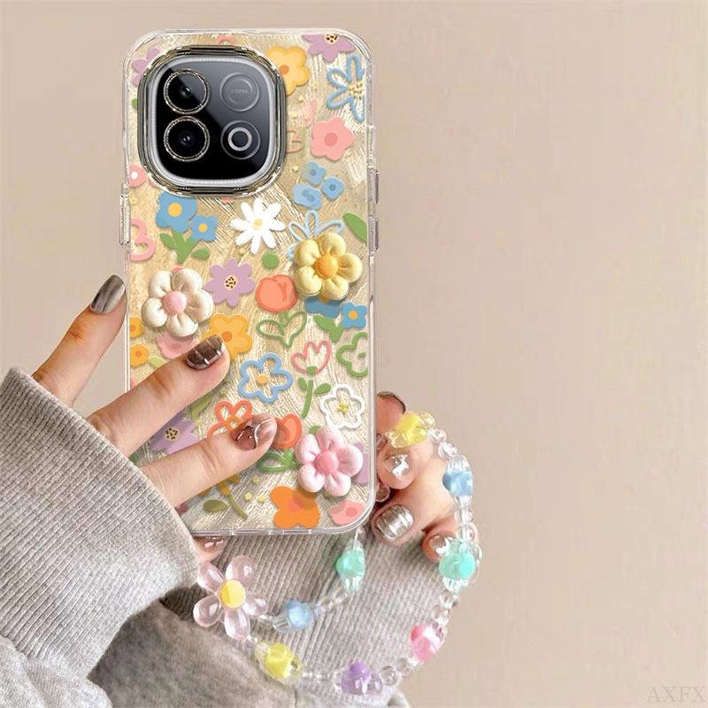 适用涂鸦花朵IQOOZ10turboPRO手机保护壳z9turbo+爆款z8x新品z7带挂绳z6防摔z5羽纱新款少女心带镜头膜保护套