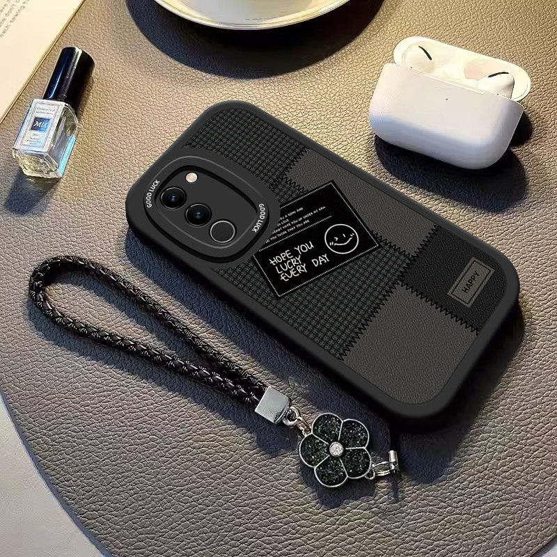 适用于 于vivoS17新款手机壳创意格子笑脸S17t大眼睛矽胶保护套S17Pro全包防摔软壳S17e时尚炫酷北欧风男女款