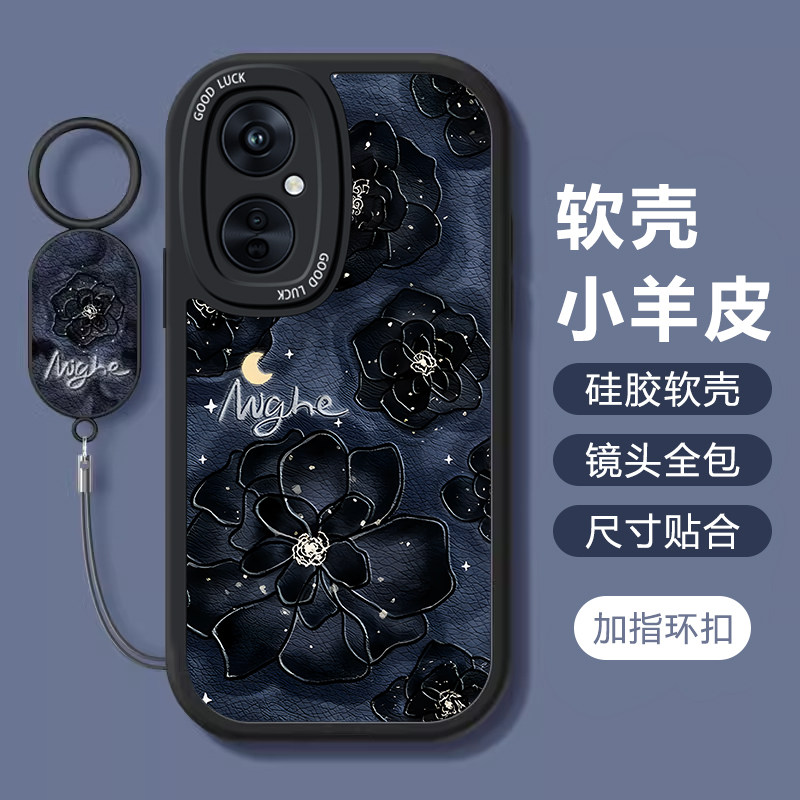 适用OPPOk12手机保护壳新款网红K11x唯美山茶花K10pro/活力版矽胶手感k9s镜头全包艺术女款k7x防摔k5耐磨保护