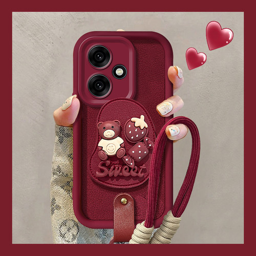 适用荣耀系列小熊草莓手机壳