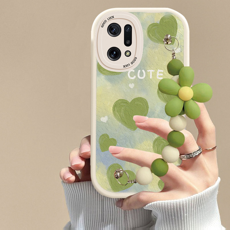 适用于OPPOFindX5手机壳新款小羊皮保护套FindX5Pro全包边防摔软壳FindX3油画爱心FindX3Pro创意挂炼