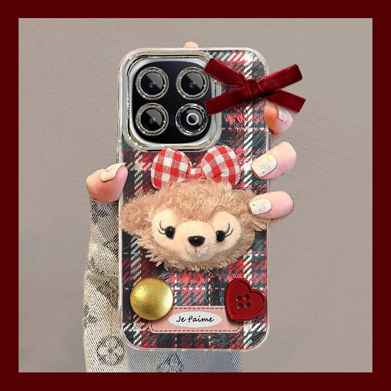 适用达菲熊毛绒公仔IQOO13手机壳12pro新款11女款10轻奢风9防摔8保护套7全包高级感可爱气质时尚创意轻奢卡通