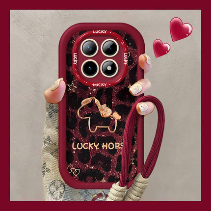 适用豹纹小马红米note15PRO+手机壳14全包13R新年12turbo防摔11TPRO外10本命年9马年redmi新款7女8保护套2026