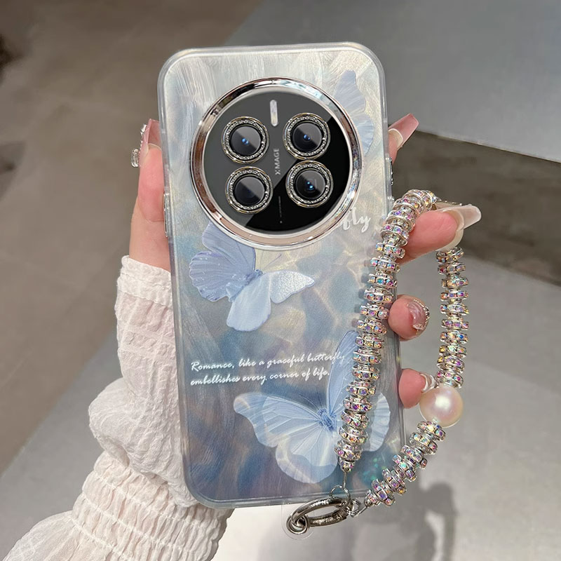 适用晕染蝴蝶华为mate70pro+手机壳60RS可爱50卡通40eins风30爆款羽纱新款少女心带镜头膜防摔保护套新品时尚