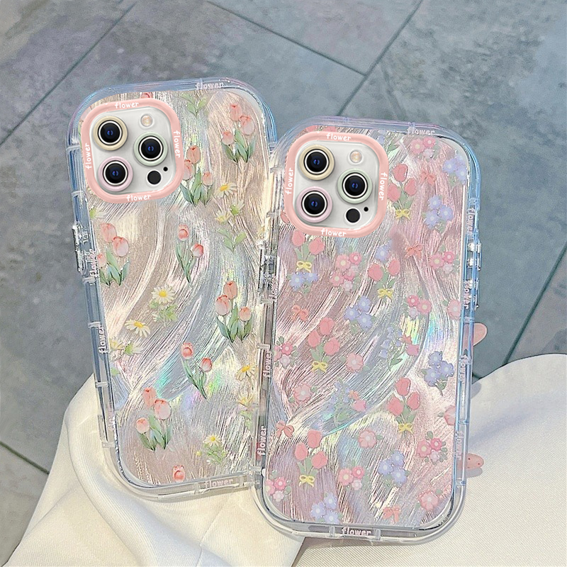 适用苹果16promax郁金香花朵手机壳iPhone15高级感14plus少女13新款12羽纱11泡芙8轻奢xsmax防摔6s保护套xr