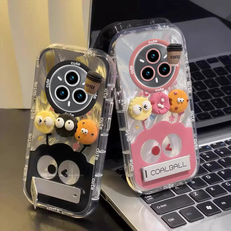 适用咖啡煤球realme14PRO+手机壳真我13羽纱11proplus泡芙10全包防摔保护套新款少女男超火ins风爆款可爱硅胶