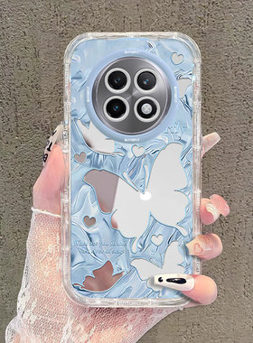 适用蓝色蝴蝶realme13pro手机壳真我11pro+镜面10泡芙新款高级感时尚女款少女心全包防摔保护套轻奢风奢华外