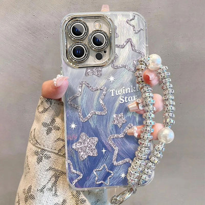 适用苹果系列闪粉星星手机壳