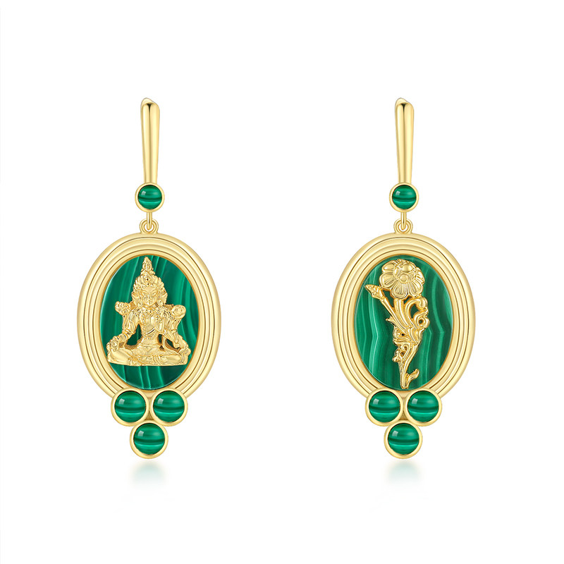 绿度母孔雀石耳环,饰品/流行首饰/时尚饰品新,银饰耳饰,淘宝优惠券,粉丝福利购,淘宝优惠卷