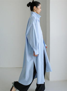 宽松大码衬衫连衣裙纯棉bf风休闲学生中长款衬衣百搭长袖防晒开衫