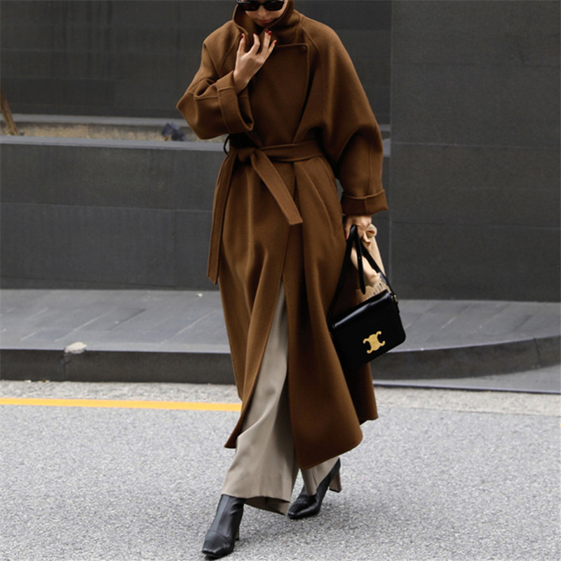 宽松大码双面羊绒大衣羊毛呢外套