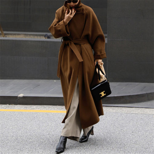 宽松大码双面羊绒大衣羊毛呢外套