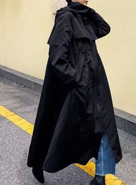 外套长袖连帽中长款韩版宽松风衣