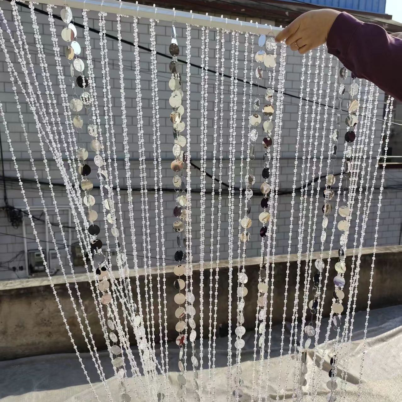 新款婚庆道具珠帘亮片波