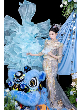 欧根荷叶幻彩渐变立体花