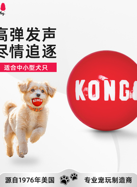 KONG签名球狗玩具宠物狗狗耐咬磨牙球形橡胶弹力球2只装