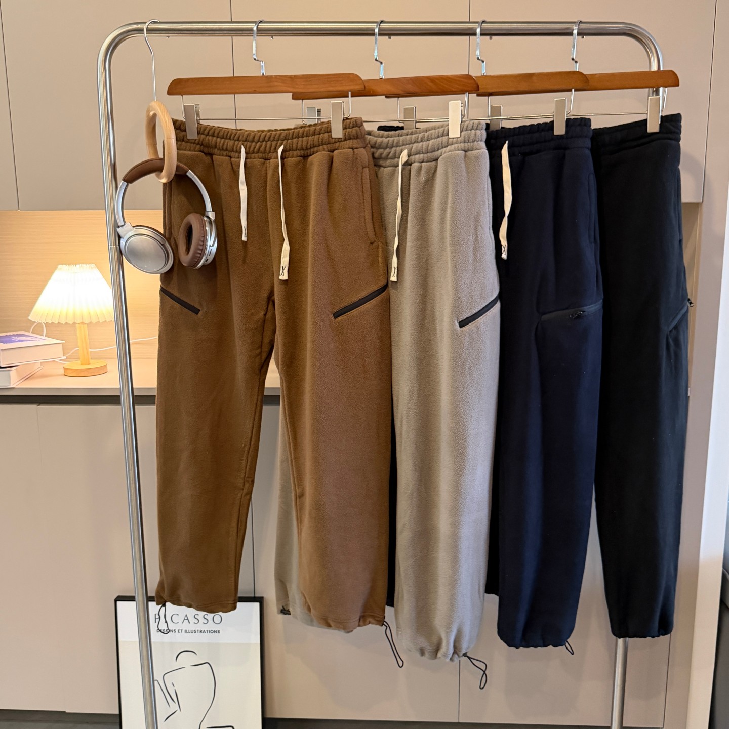 都市户外！水洗双面摇粒绒！秋冬男士防风保暖立裁宽松运动休闲裤