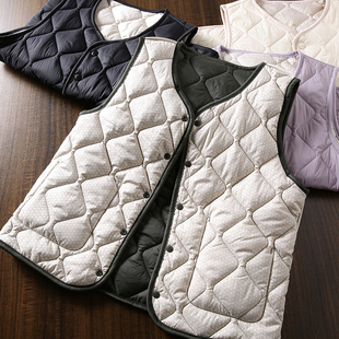 绵羊毛气绒 秋冬男女轻薄简约保暖纯色百搭马甲背心潮 锁温菱格