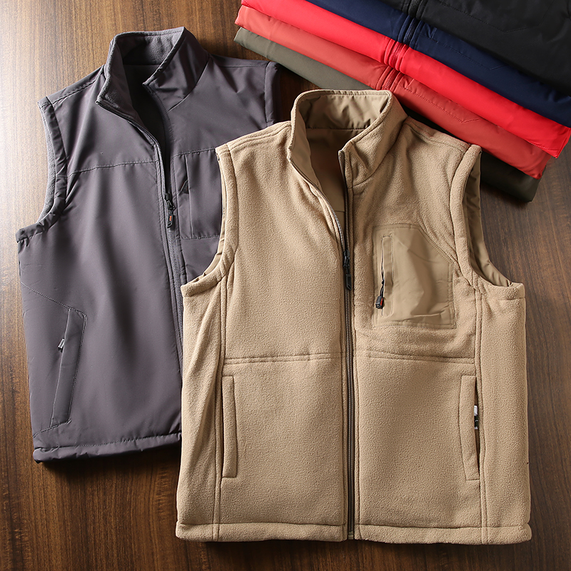 双面可穿！防风防水！加绒加厚！秋冬男士户外工装休闲立领马甲潮