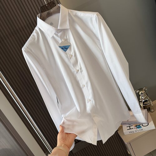 【H剪】 舒适弹力系列男装衬衫男长袖！春夏商务休闲纯色纯白衬衣