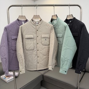渠道好货！秋冬男女款防泼水葫芦格户外立领夹棉衬衫加棉内胆棉服