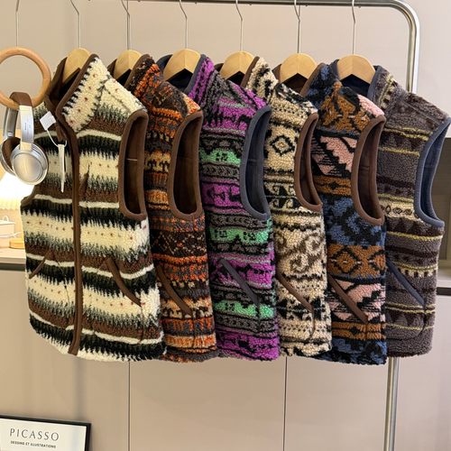 渠道牛货！费尔岛仿羊羔毛！男女双面蓄热绒加厚保暖叠穿马甲外套