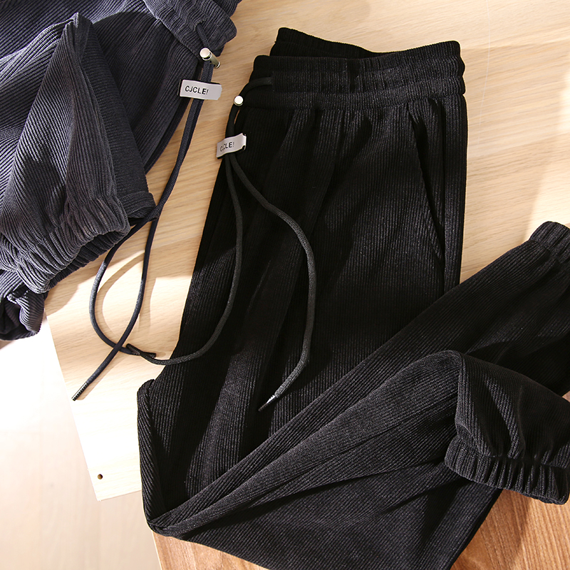 超柔灯芯绒加厚纯色休闲束脚卫裤