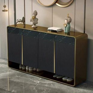 意式 柜家用一体靠墙入户实木收纳柜门口玄关柜大容量斗柜子 轻奢鞋